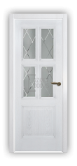 Дверь Velmi 07-709, цвет патина белая с серебром, остекленная