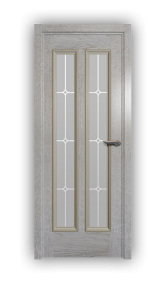 Дверь Velmi 05-701, цвет патина белая с золотом, остекленная