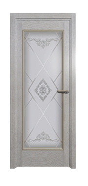Дверь Velmi 04-701, цвет патина белая с золотом, остекленная - фото 1