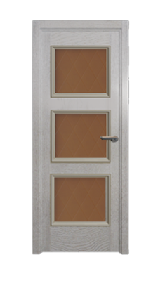 Дверь Velmi 06-701, цвет патина белая с золотом, остекленная