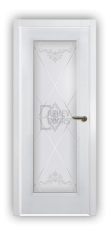 Дверь Velmi 04-709, цвет патина белая с серебром, остекленная