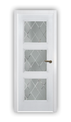Дверь Velmi 06-709, цвет патина белая с серебром, остекленная